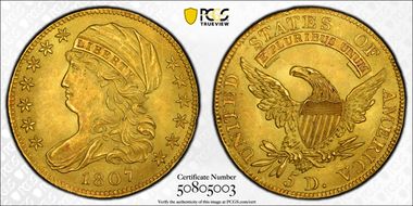 1807 $5 Capped Bust MS63+