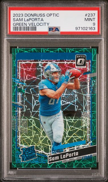 2023 Panini Donruss Optic Sam Laporta #237 (Green Velocity) Mint 9 front