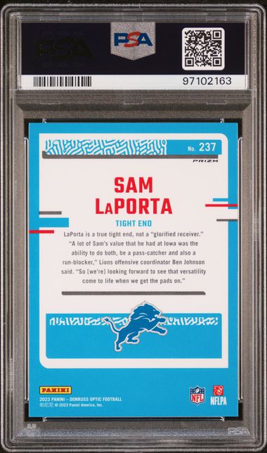2023 Panini Donruss Optic Sam Laporta #237 (Green Velocity) Mint 9 back