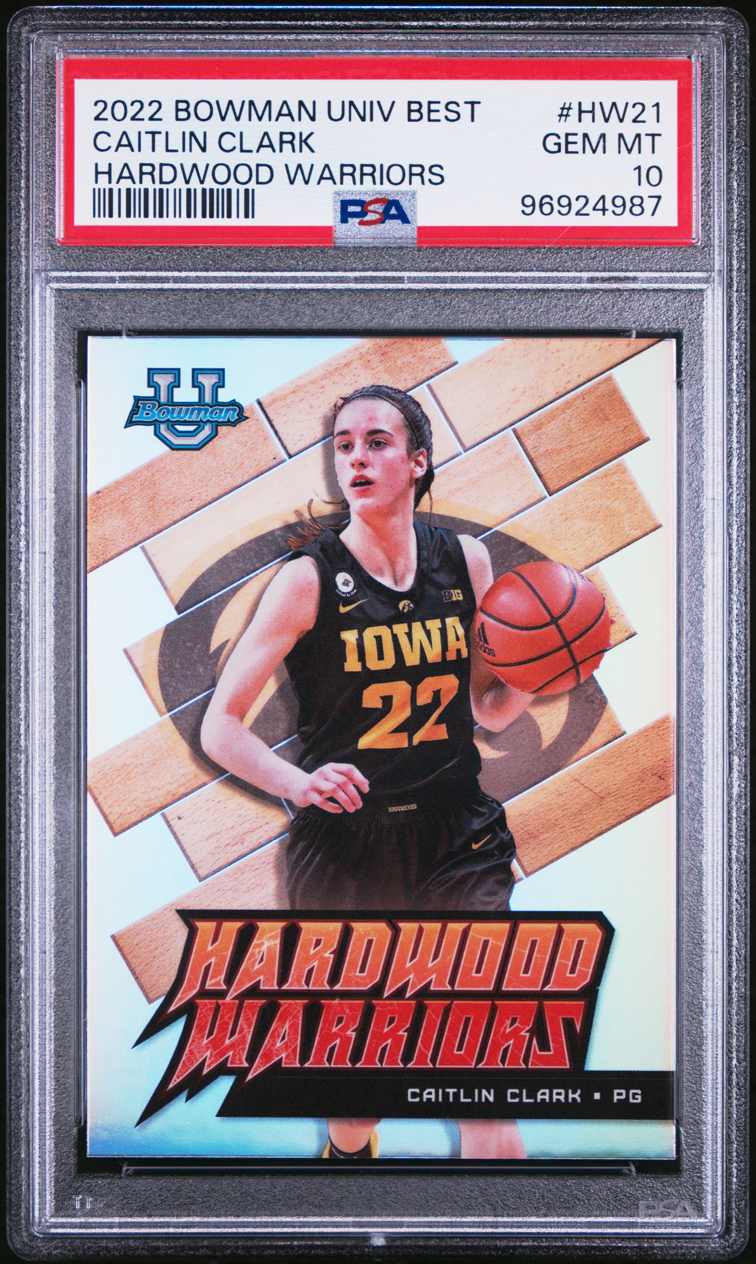 2022 Bowman University Best Hardwood Warriors Caitlin Clark #Hw21 Gem Mt 10 front