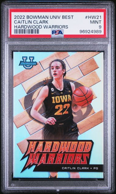 2022 Bowman University Best Hardwood Warriors Caitlin Clark #Hw21 Mint 9 front
