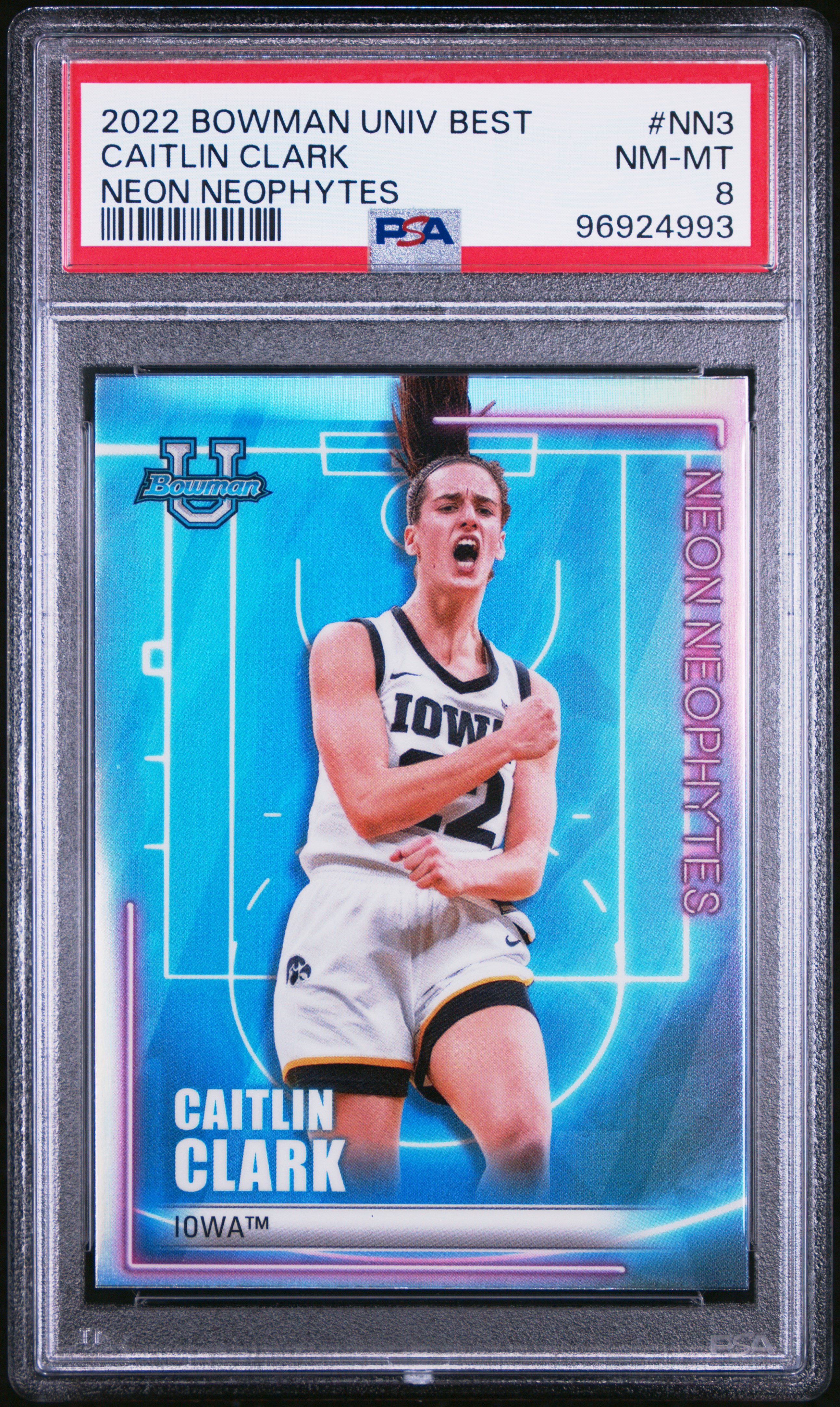 2022 Bowman University Best Neon Neophytes Caitlin Clark #Nn3 Nm-Mt 8 front