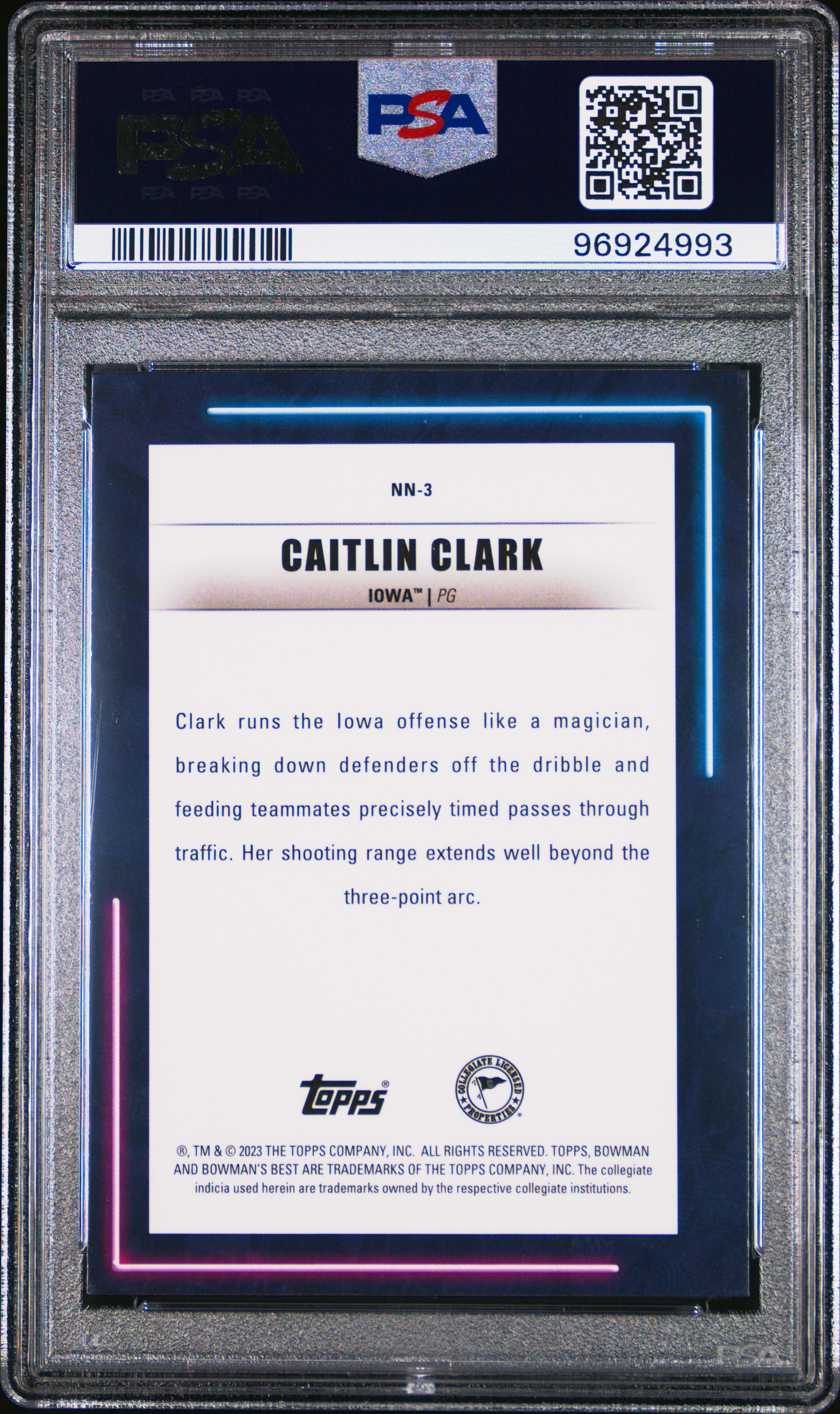 2022 Bowman University Best Neon Neophytes Caitlin Clark #Nn3 Nm-Mt 8 back