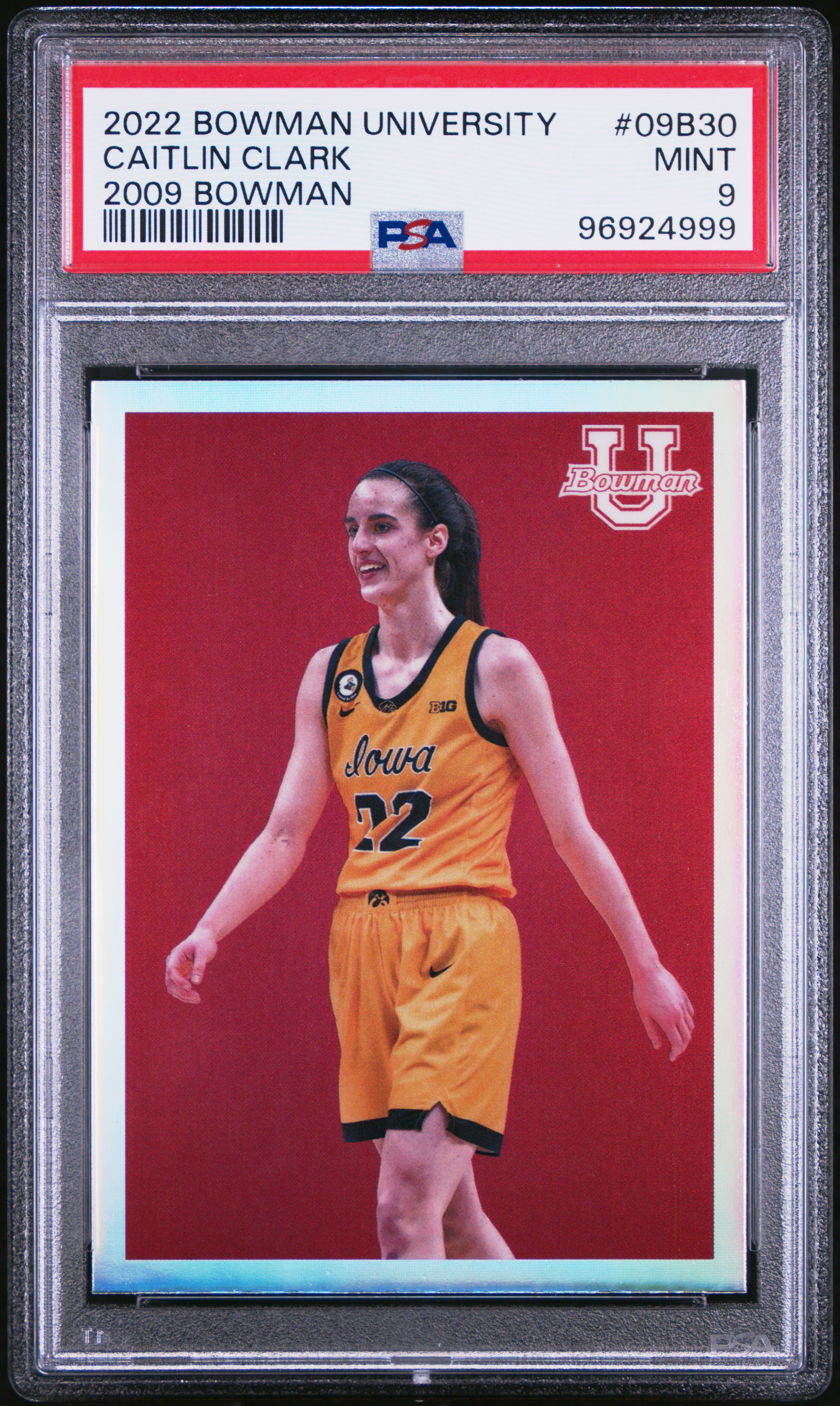 2022 Bowman Chrome University 2009 Bowman Caitlin Clark #09B30 (2009 Bowman) Mint 9 front