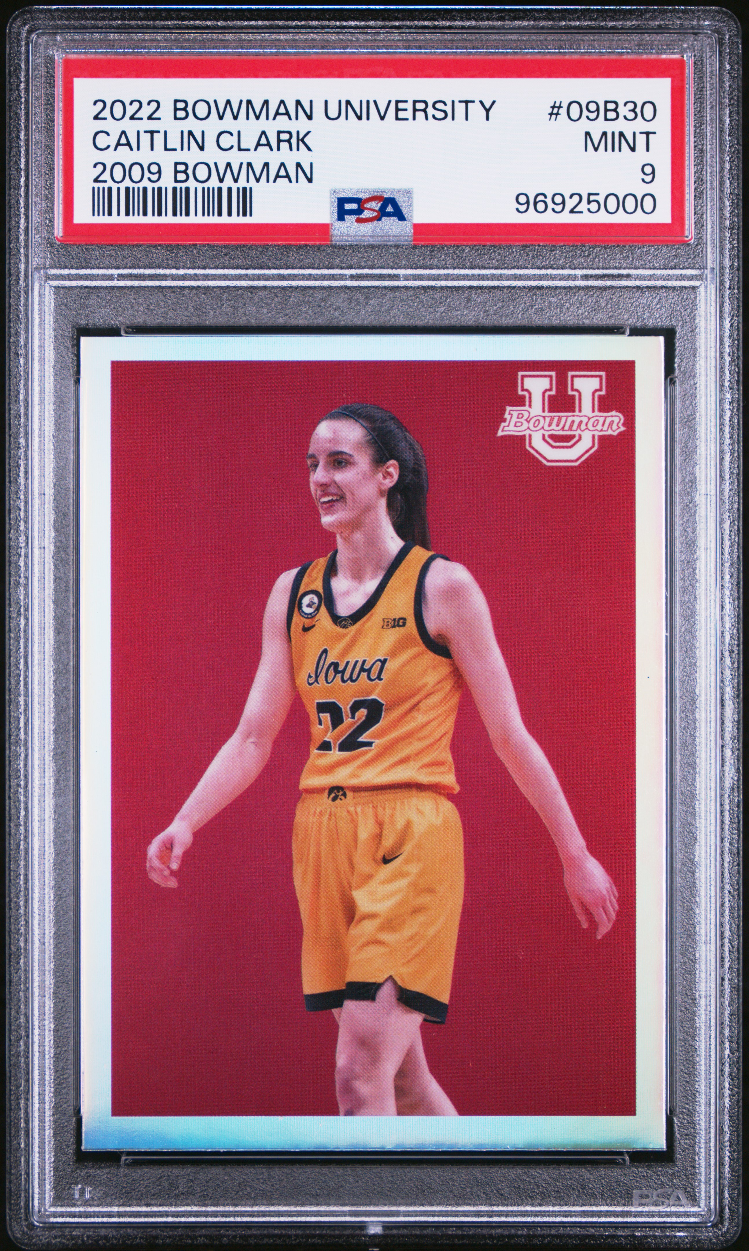 2022 Bowman Chrome University 2009 Bowman Caitlin Clark #09B30 (2009 Bowman) Mint 9 front