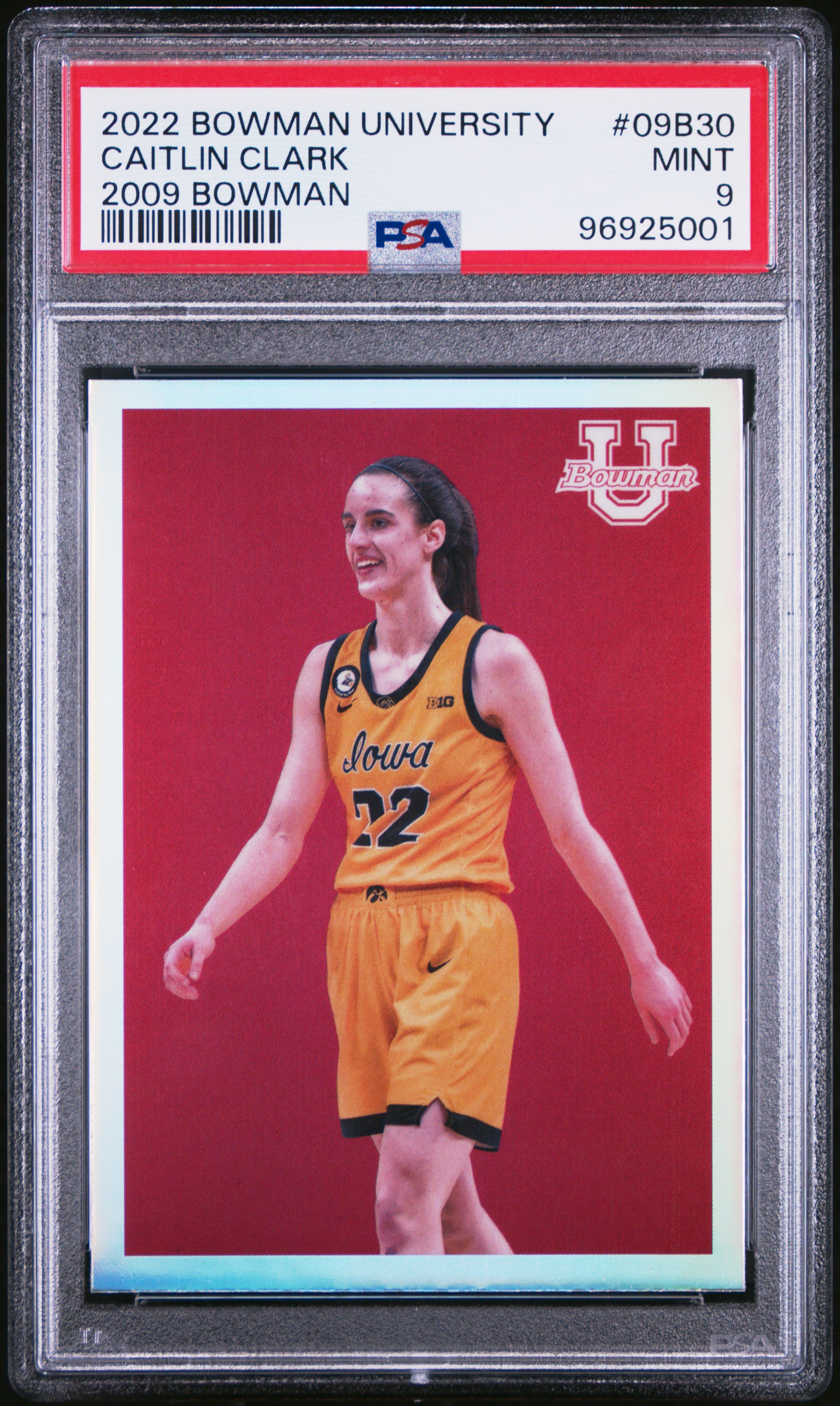 2022 Bowman Chrome University 2009 Bowman Caitlin Clark #09B30 (2009 Bowman) Mint 9 front