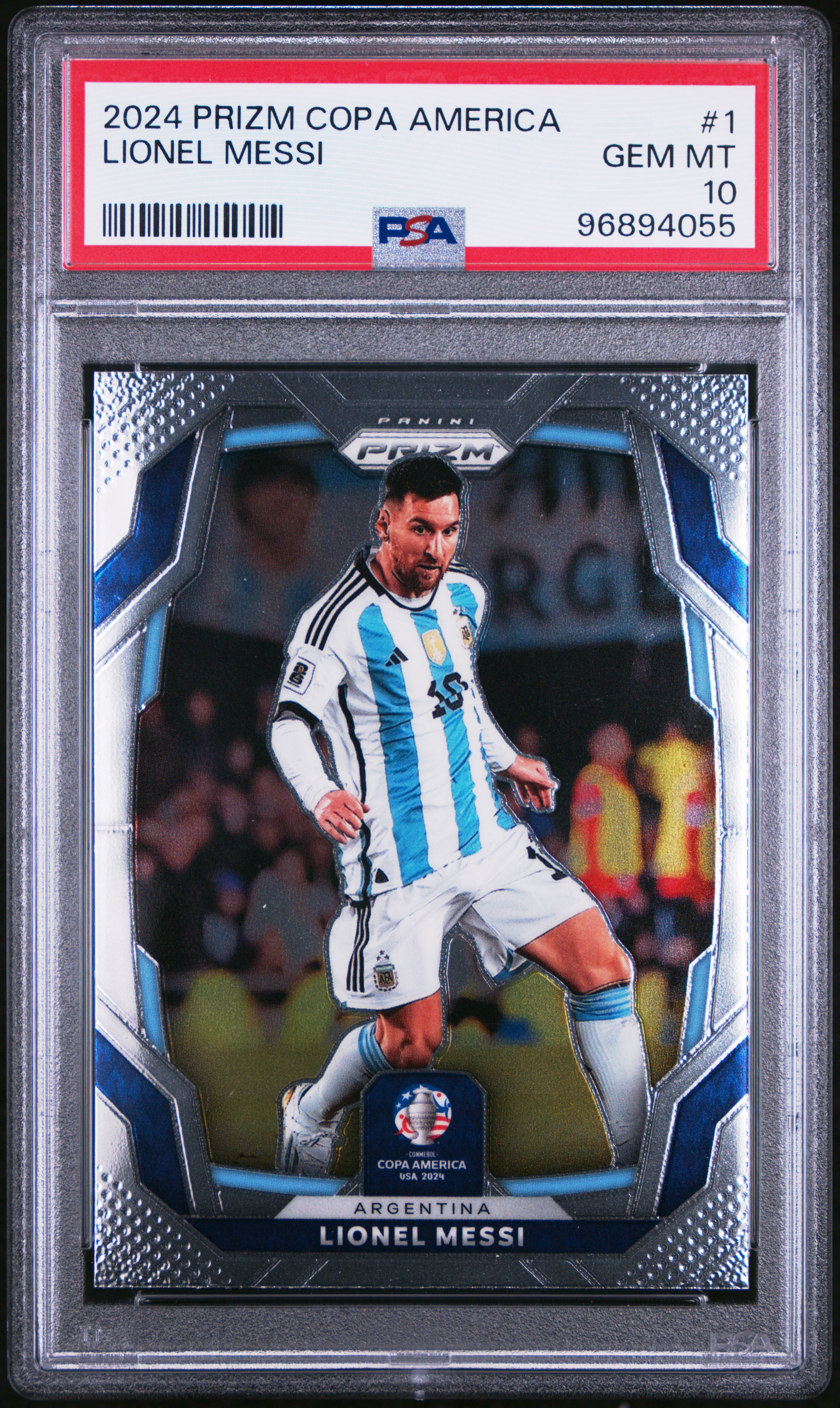 2024 Panini Prizm Conmebol Copa America Lionel Messi #1 Gem Mt 10 front