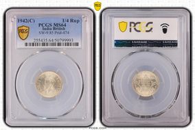 1942(C) 1/4 Rup SW-9.85 Prid-474 MS64