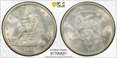 1873-S T$1 Chopmarked MS64