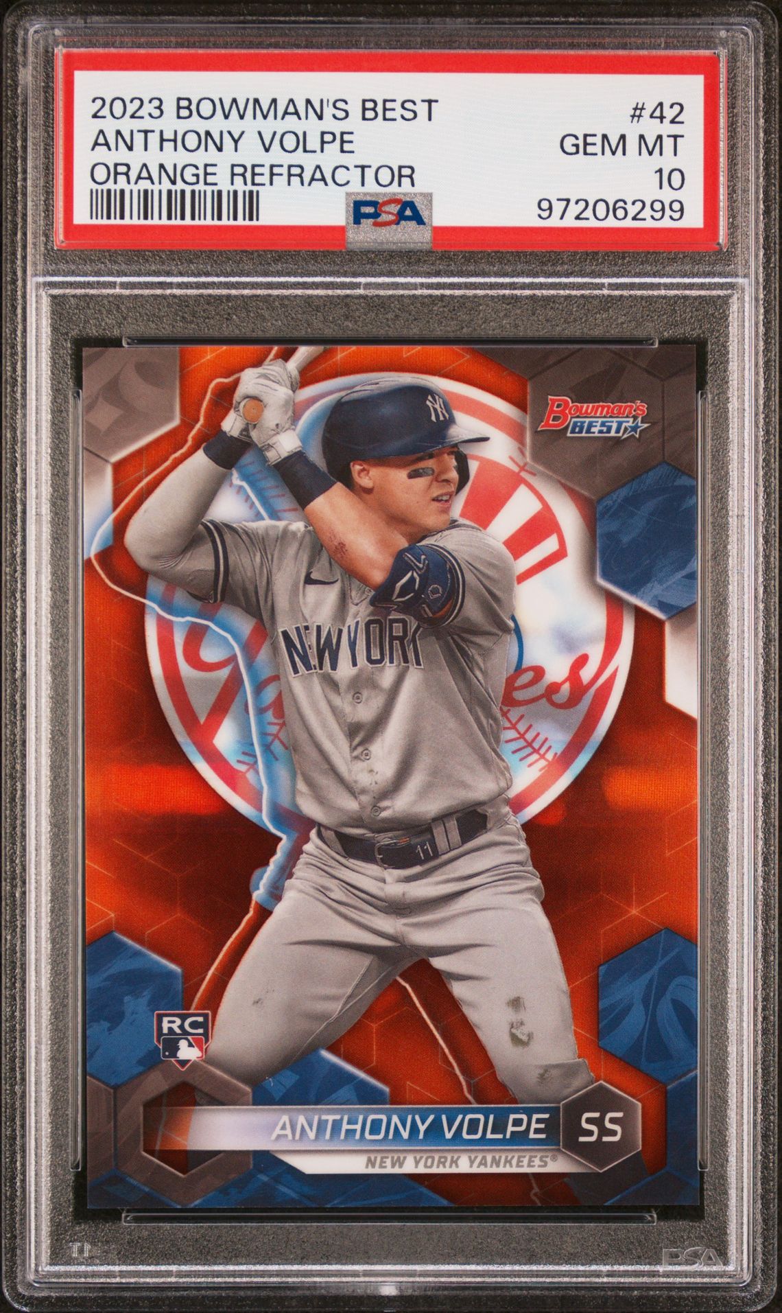 2023 Bowman BOWMAN'S BEST ORANGE REFRACTOR #42 Anthony Volpe front