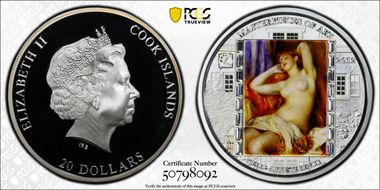 2012 $20 Masterpieces of Art Colorized Renoir - Sleeping Bather PR69DCAM