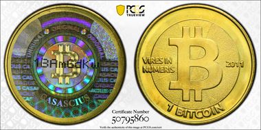 2011 1 BTC Casascius Bitcoin, Redeemed MS68
