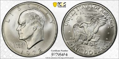 1972-S $1 Silver MS68