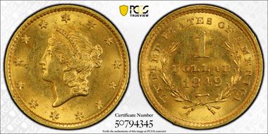 1849 G$1 No L MS63