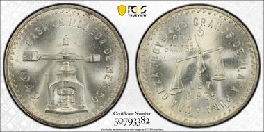 1949-Mo Onza KM-M49a  Ag MS65+