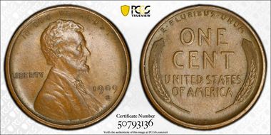 1909-S VDB 1C AU58+ BN