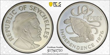 1976 10 Rup Independence PR68DCAM