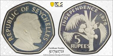 1976 5 Rup Independence PR68DCAM