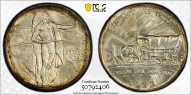 1933-D 50C Oregon MS67+