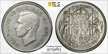 1946 50C Wide Date AU50