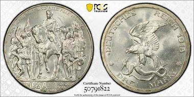 1913 3 Mk 100 Years J-110 MS64