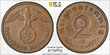 1940-E 2 Pfg J-362 MS62BN