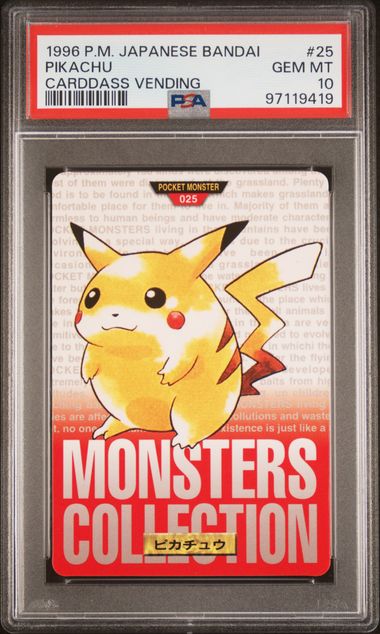 Pikachu card PSA 10, cert 97119419