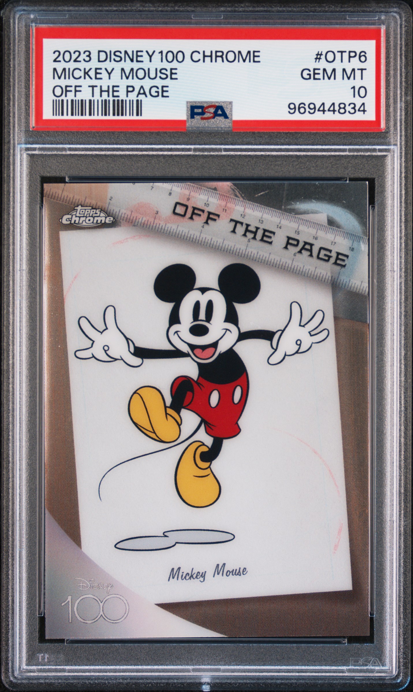 2023 Topps Chrome Disney100 Off The Page Mickey Mouse #Otp6 Gem Mt 10 front