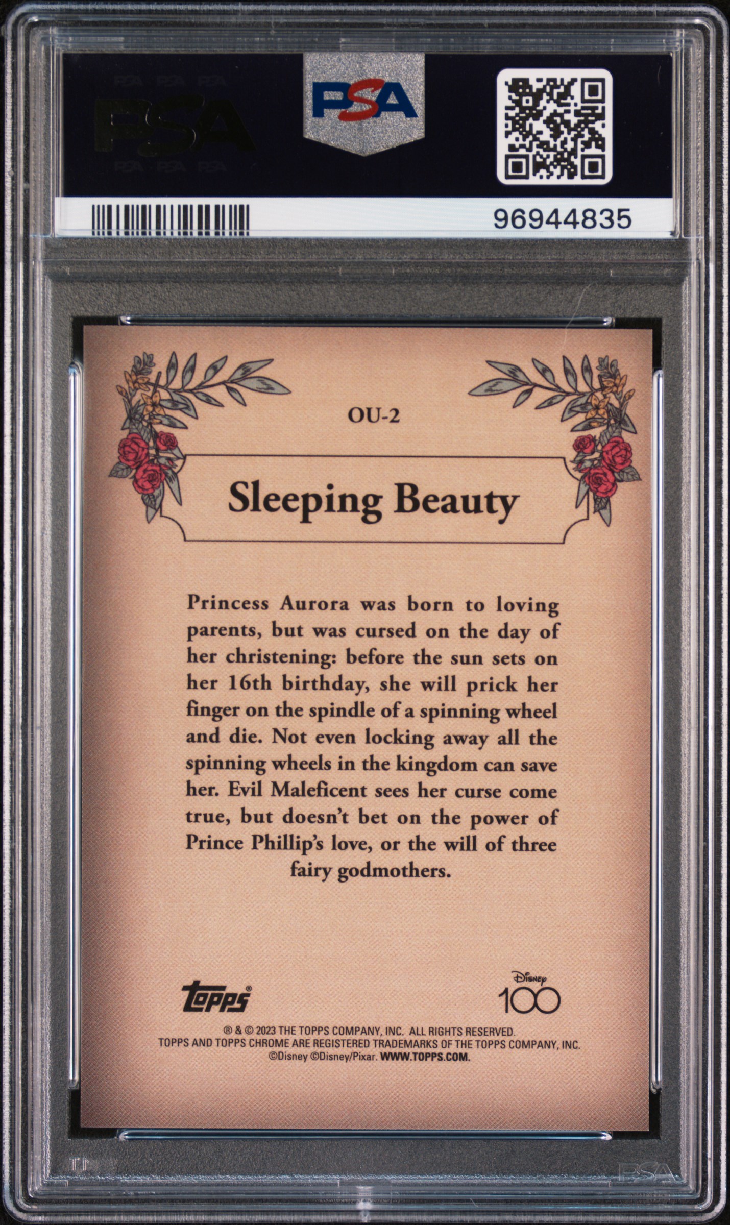 2023 Topps Chrome Disney100 Once Upon A Time Sleeping Beauty #Ou2 Gem Mt 10 back