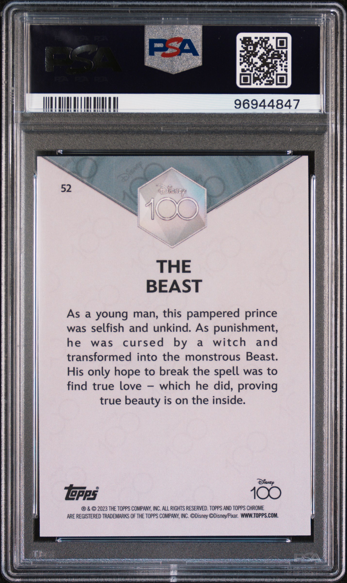 2023 Topps Chrome Disney100 The Beast #52 (Purple Refractor) Mint 9 back