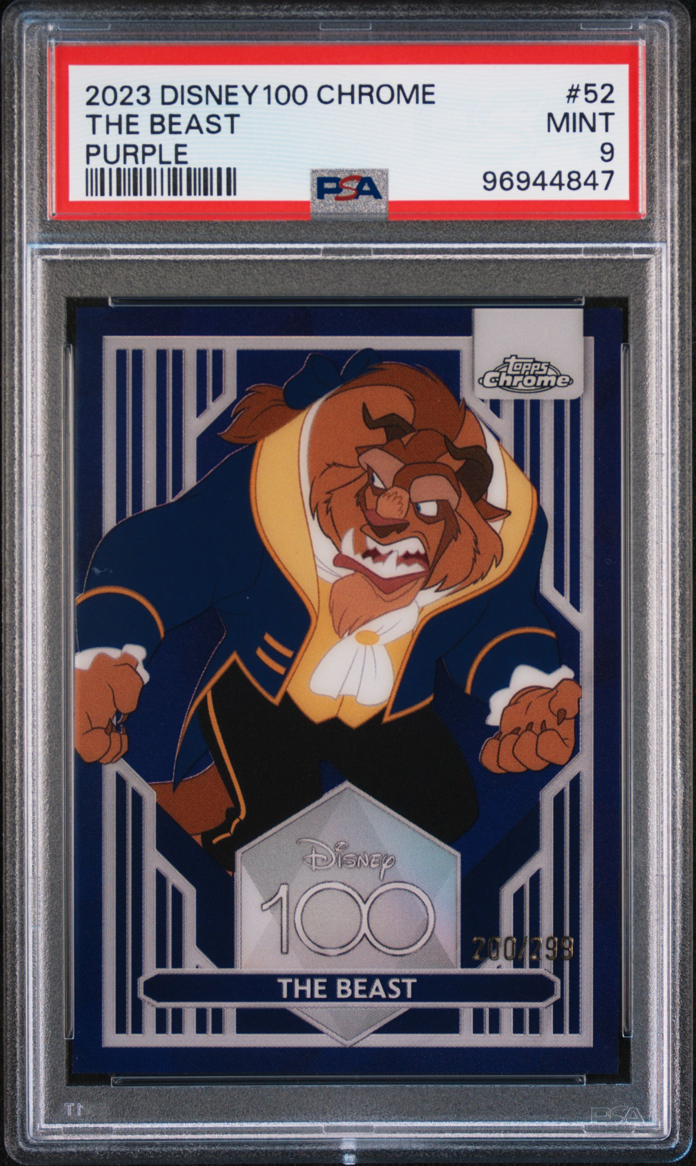 2023 Topps Chrome Disney100 The Beast #52 (Purple Refractor) Mint 9 front