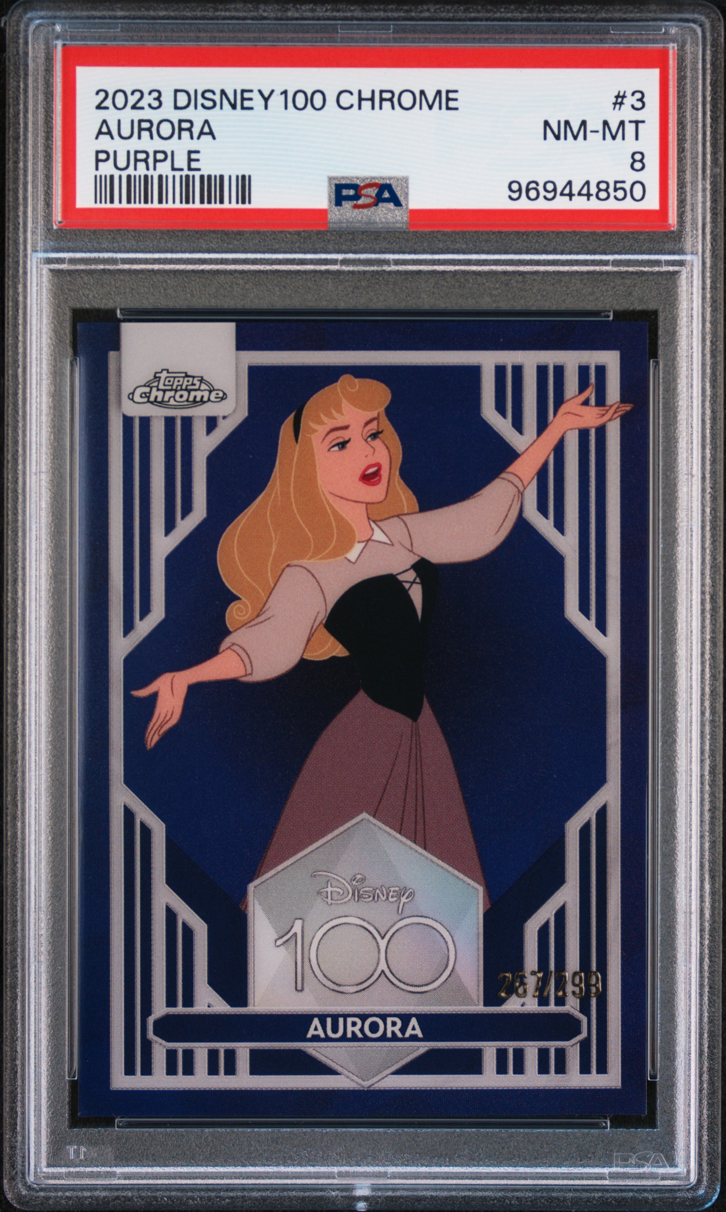 2023 Topps Chrome Disney100 Aurora #3 (Purple Refractor) Nm-Mt 8 front