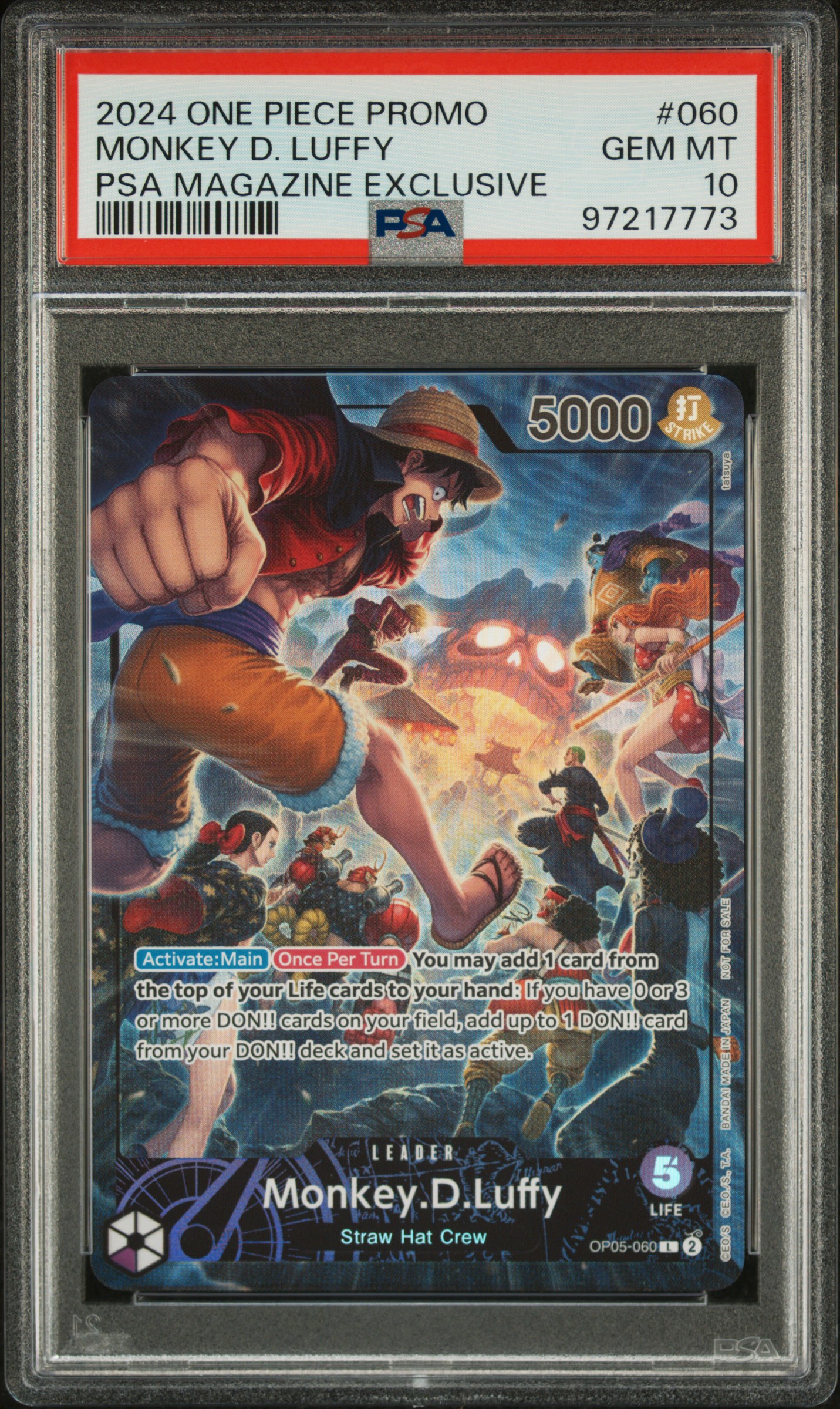 2024 One Piece Promos Monkey D. Luffy #060 (Psa Magazine Exclusive) Gem Mt 10 front