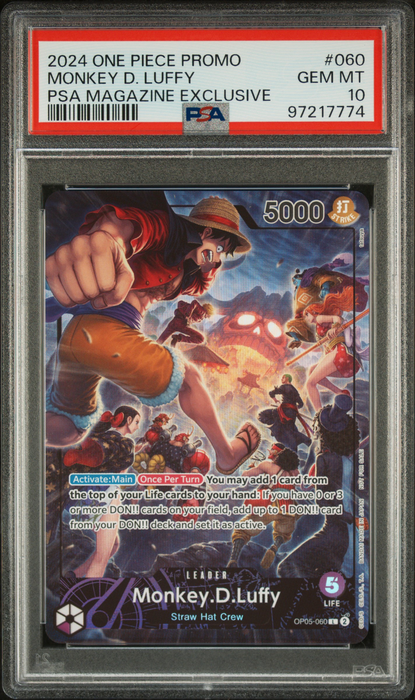 2024 One Piece Promos Monkey D. Luffy #060 (Psa Magazine Exclusive) Gem Mt 10 front
