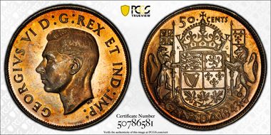 1943 50C Wide Date MS65