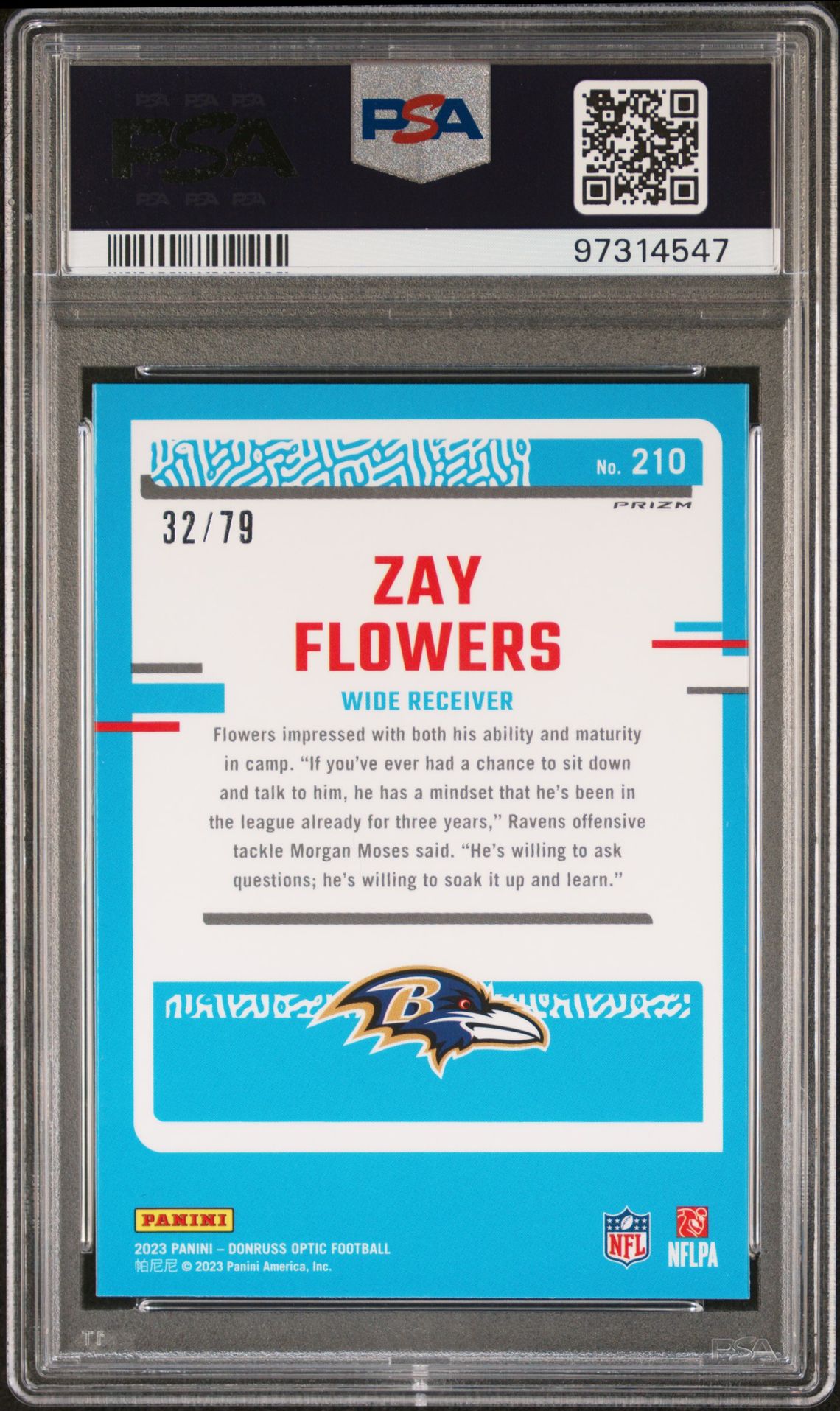 2023 Panini Donruss Optic Zay Flowers #210 (Pink Velocity) Gem Mt 10 back