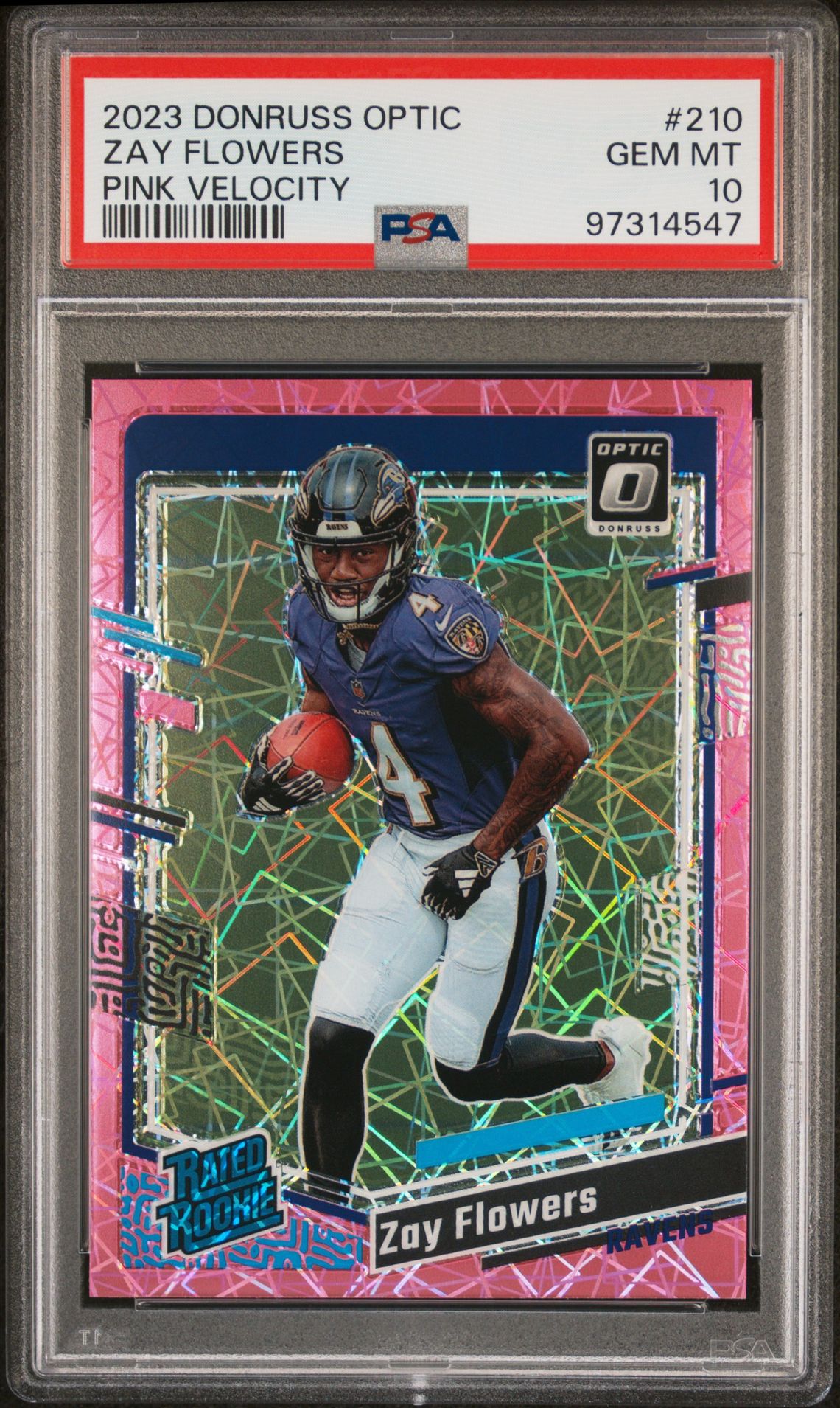 2023 Panini Donruss Optic Zay Flowers #210 (Pink Velocity) Gem Mt 10 front