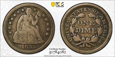 1853 10C No Arrows F12