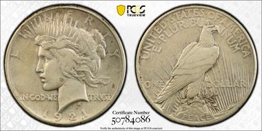 1921 $1 High Relief, Peace XF45