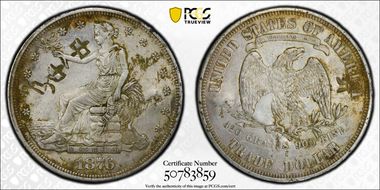 1876-S T$1 C-38 Type-II/II Lg S Chopmarked N1