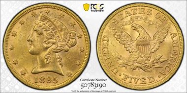 1895 $5 MS63