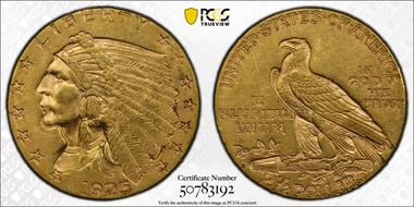 1925-D $2.50 AU58