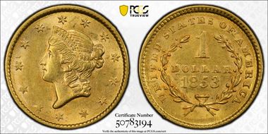1853 G$1 AU58
