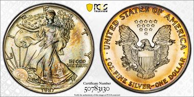 1987 $1 Silver Eagle MS67