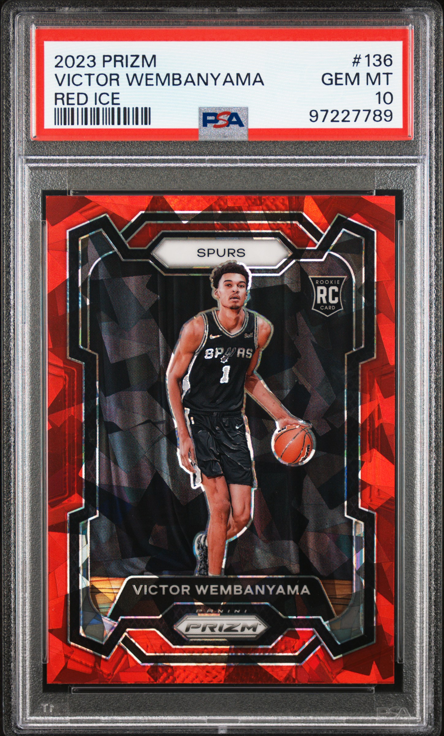 2023 Panini Prizm Victor Wembanyama #136 (Red Ice) Gem Mt 10 front