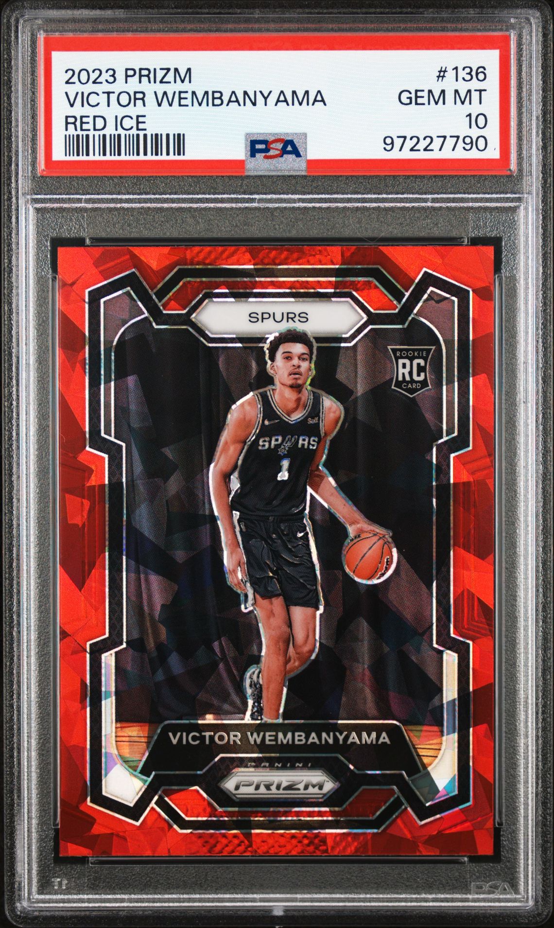 2023 Panini Prizm Victor Wembanyama #136 (Red Ice) Gem Mt 10 front