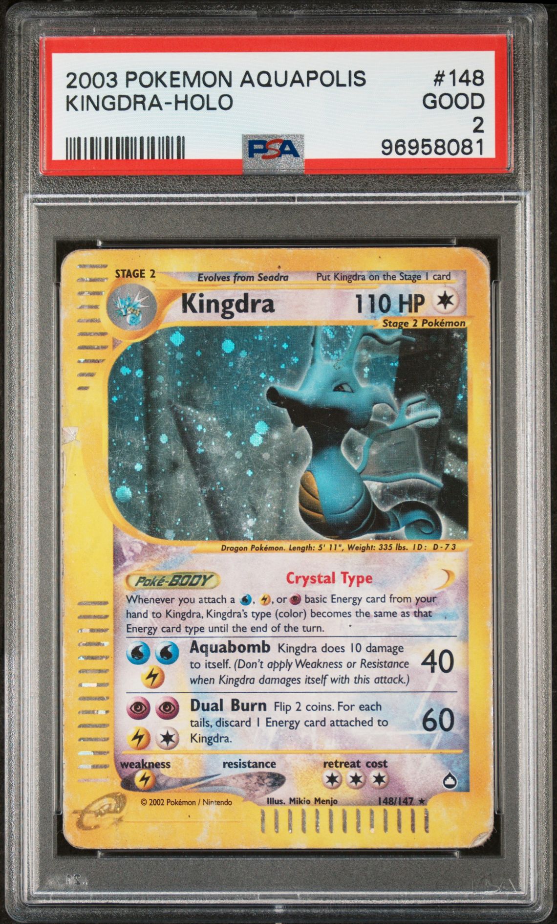 2003 Pokemon POKEMON AQUAPOLIS #148 Kingdra-Holo front
