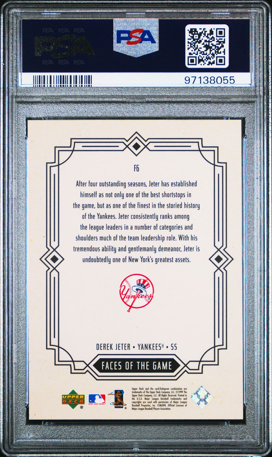 2000 Upper Deck Faces Of The Game Derek Jeter #F6 (Faces Of The Game) Mint 9 back