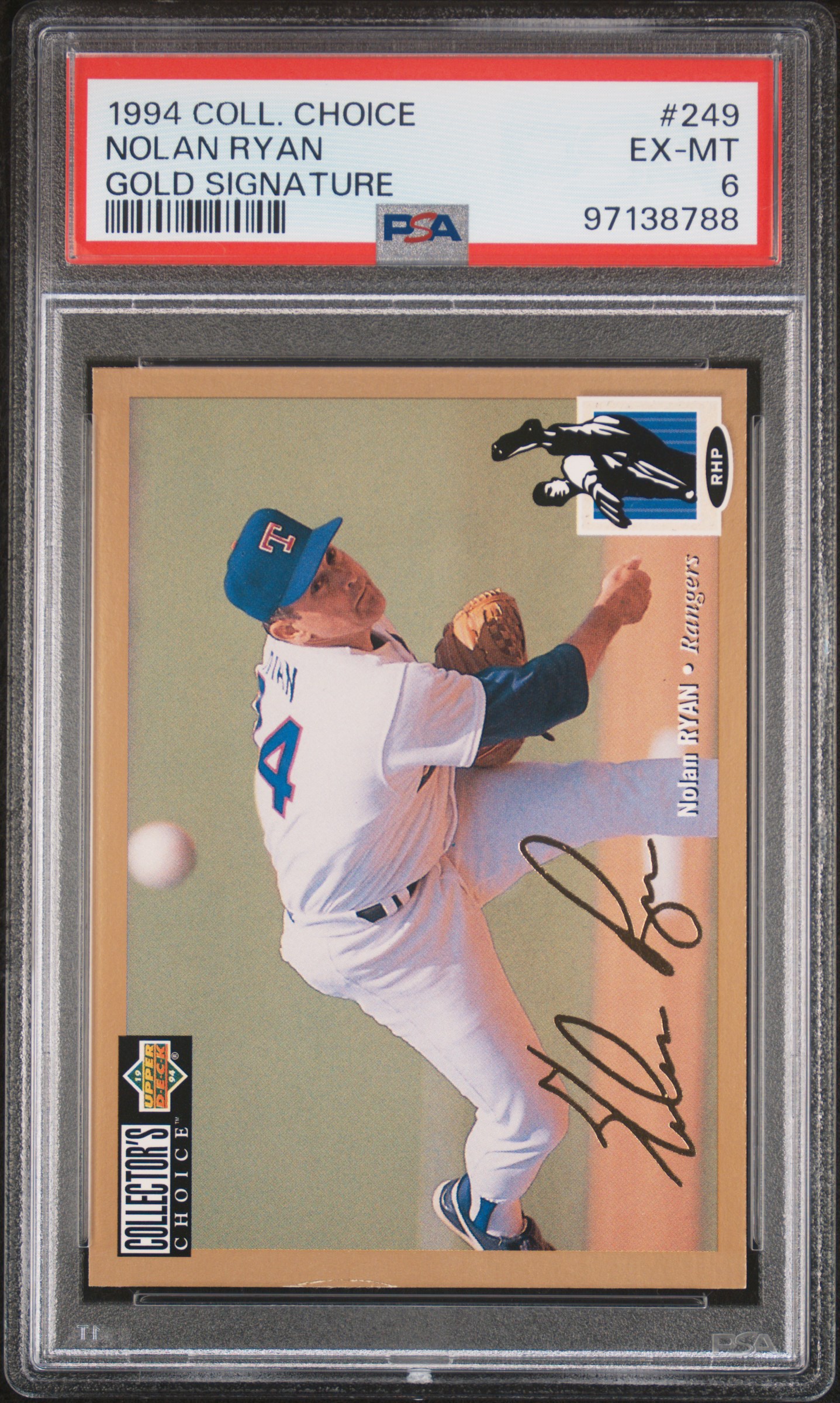 1994 Collector's Choice Nolan Ryan #249 (Gold Signature) Ex-Mt 6 front