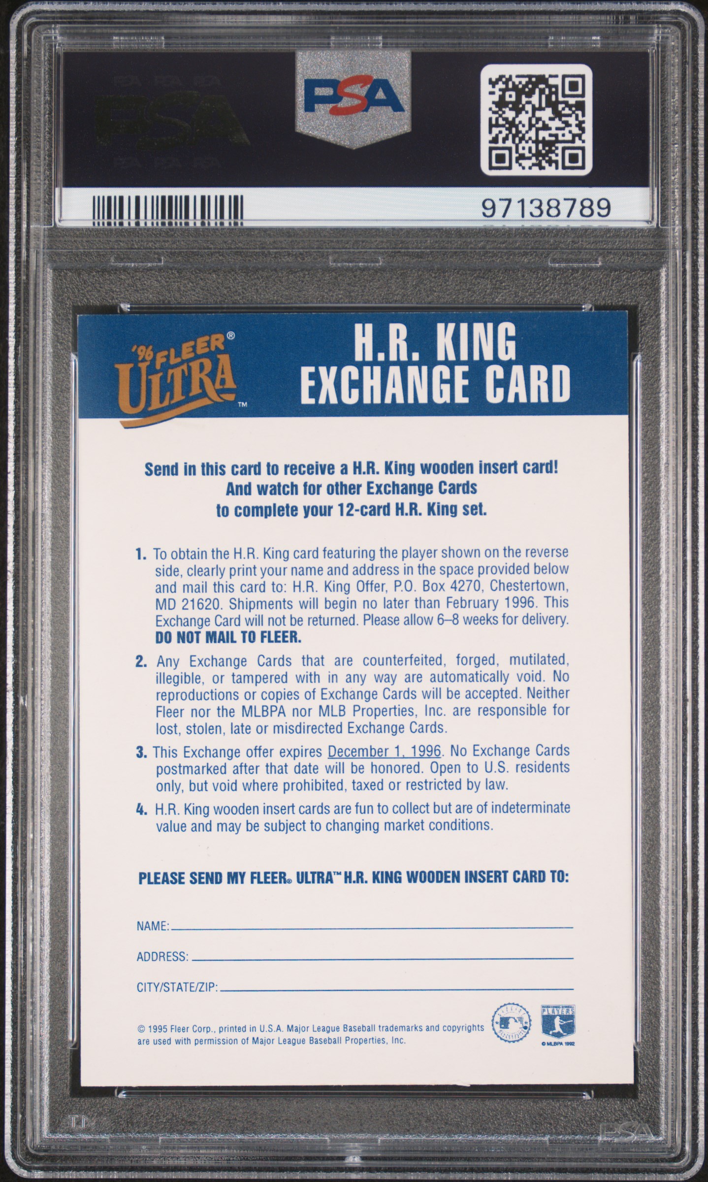 1996 Ultra Home Run Kings Ken Griffey Jr. (H.r. Kings-Exchange Card) Nm-Mt 8 back